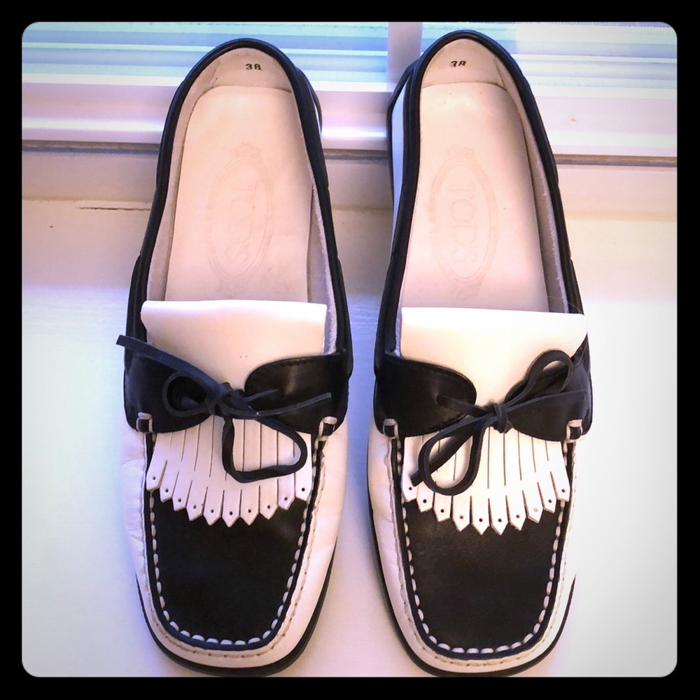 Tods women’s spectator driving Mocs, size 38